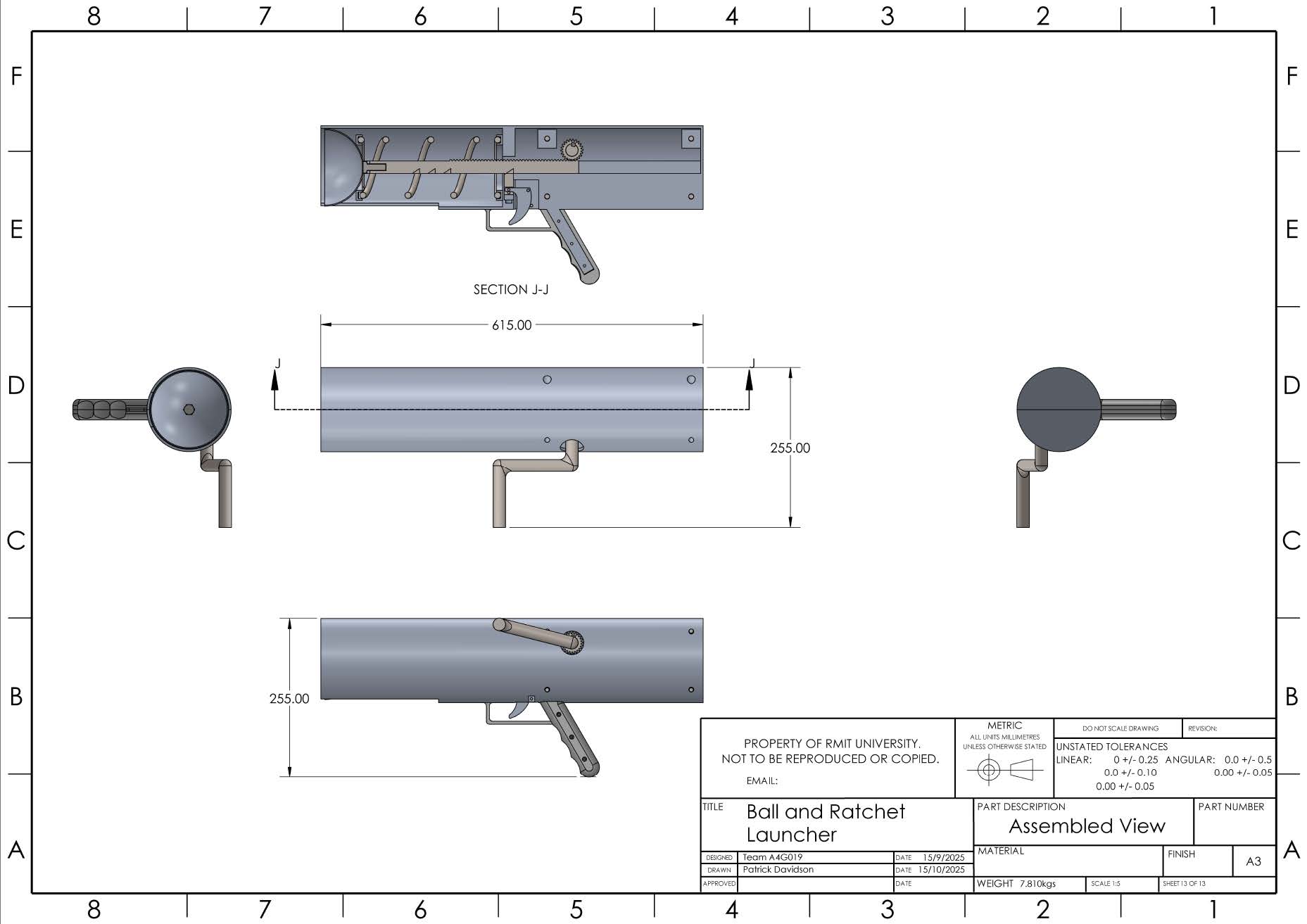 Assembled view engineering drawing